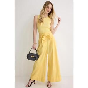 Adam Lippes x RTR Yellow Tie Waist Wide Leg Pants Size 10 discoloration